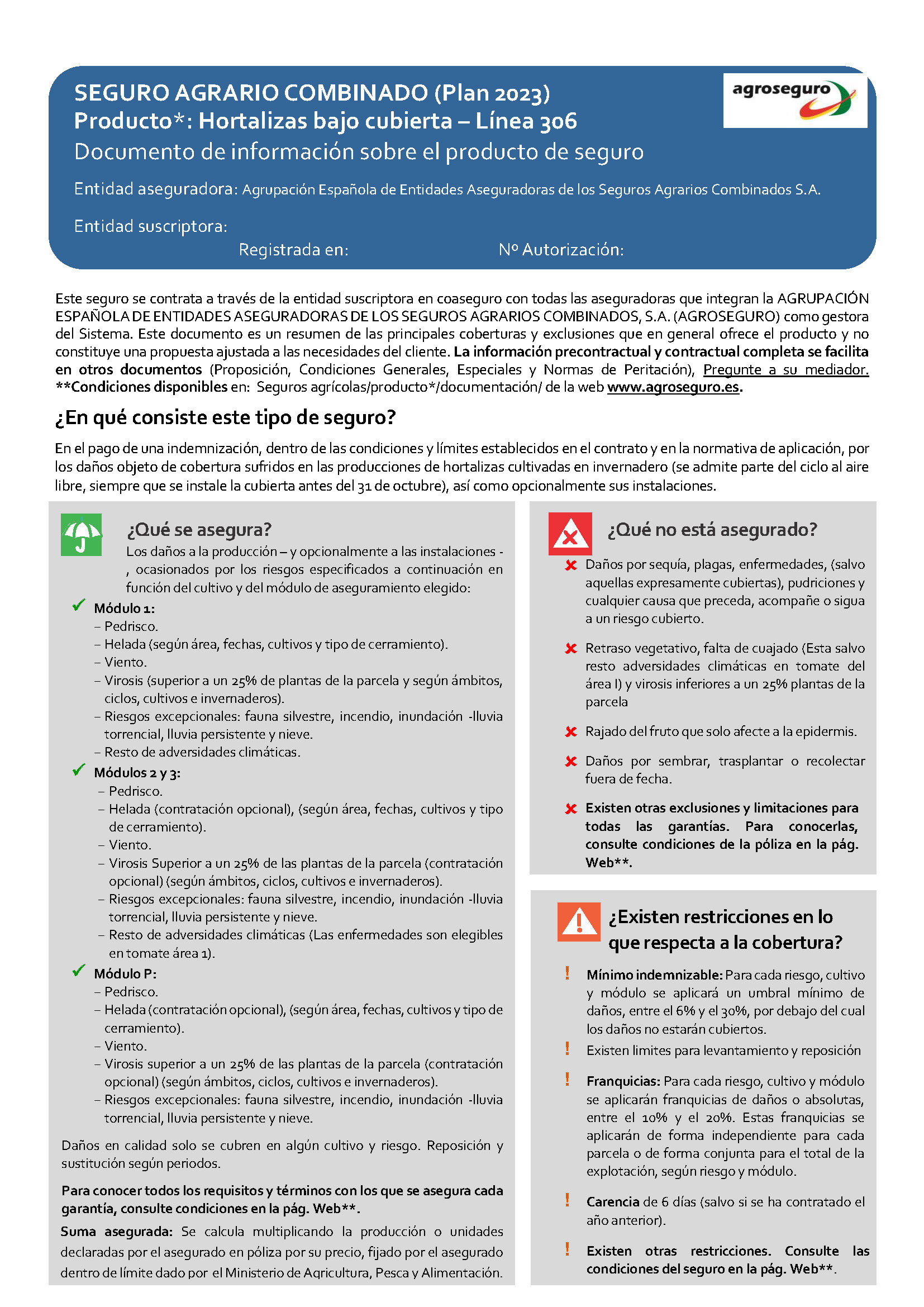 SEGURO AGRARIO COMBINADO (Plan 2023)